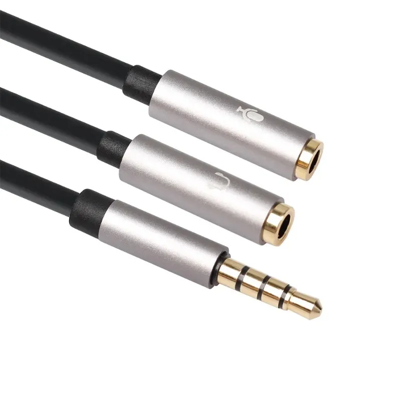 3,5 mm gniazdo słuchawkowe+mikrofon Audio Splitter Połysany złoto Aux Przedłużenie kabla kabla adaptera do komputerowego mikrofonu CTIA