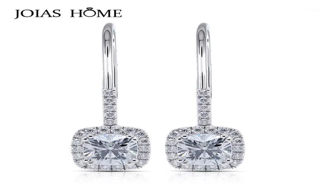 Leghielier dangle Joiashome 925 Orecchini in argento sterling Versione coreana di anello diamantato quadrato Crystal Clear Fourclaw Set Female2403760