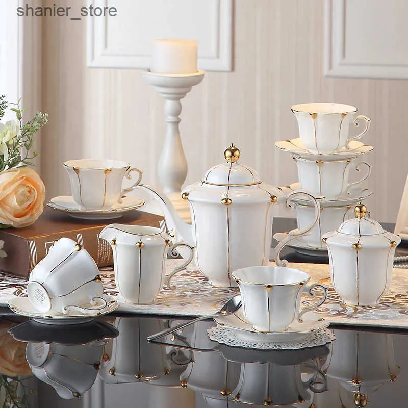 fancy china   ティーセット Bone China Coffee Tea Set Eight-Piece Ceramic Pot Cream Sugar Bowl