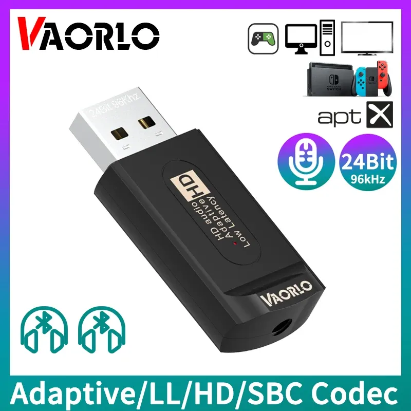 Adapter KB9P 24bit Bluetooth 5.2 Ljudsändare AUX+USB APTADAPTIV/LL/HD Multipoint trådlös adapter för TV -bärbar dator Switch PS4/5