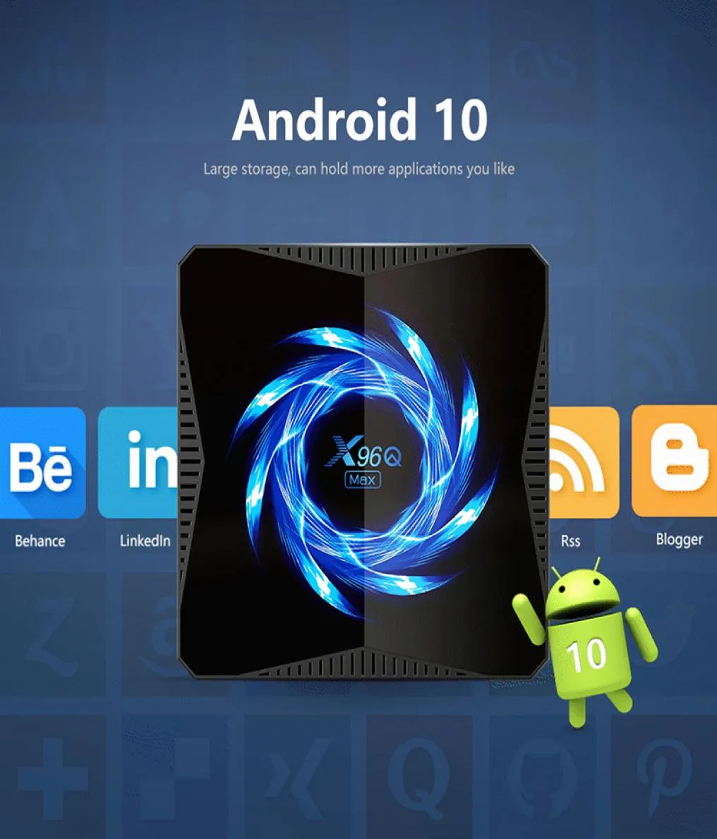 X96Q MAX Android 10.0 TV Box 4GB 32 AllWinner H616 Dual WiFi Bt 4K HDR YouTube x96 Caixas de primeira linha