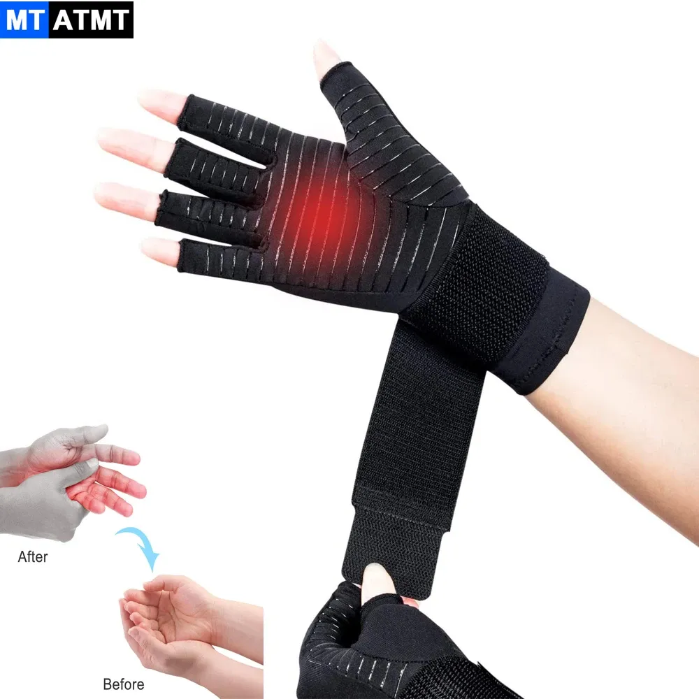 Säkerhet 1Pair Compression Artrithandskar med rem, karpaltunnel, skriver Joint Pain Relief Women Men Therapy Wristband