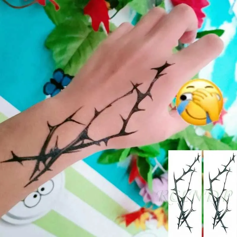 00D8 Tatouage Transfert imperméable Tatouage temporaire Autocollant Black Tree Branch Design FaTTO Tatto Flash Tatoo ART ART CORPS MAIN POUR FEMMES MEN 240427