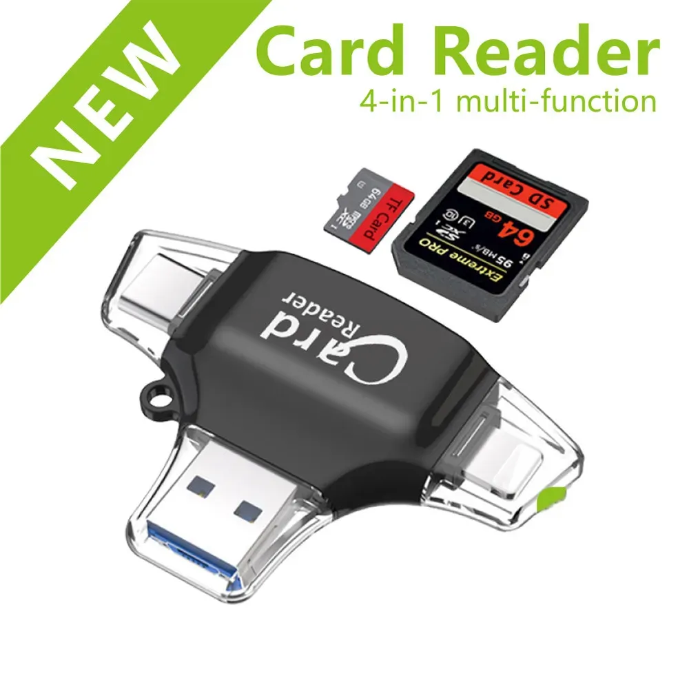 Läsare Mini -kortläsare OTG USB Flash Card Reader för iPhone iPad -surfplatta Telefon Lightning Type C Adapter