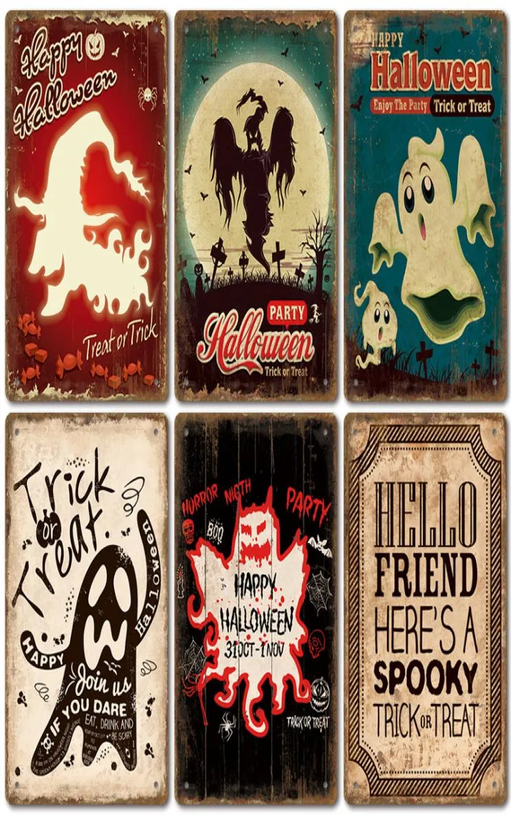 new Halloween retro tin painting background wall frameless decorative painting Living Room Home decor 20X30cm5331164