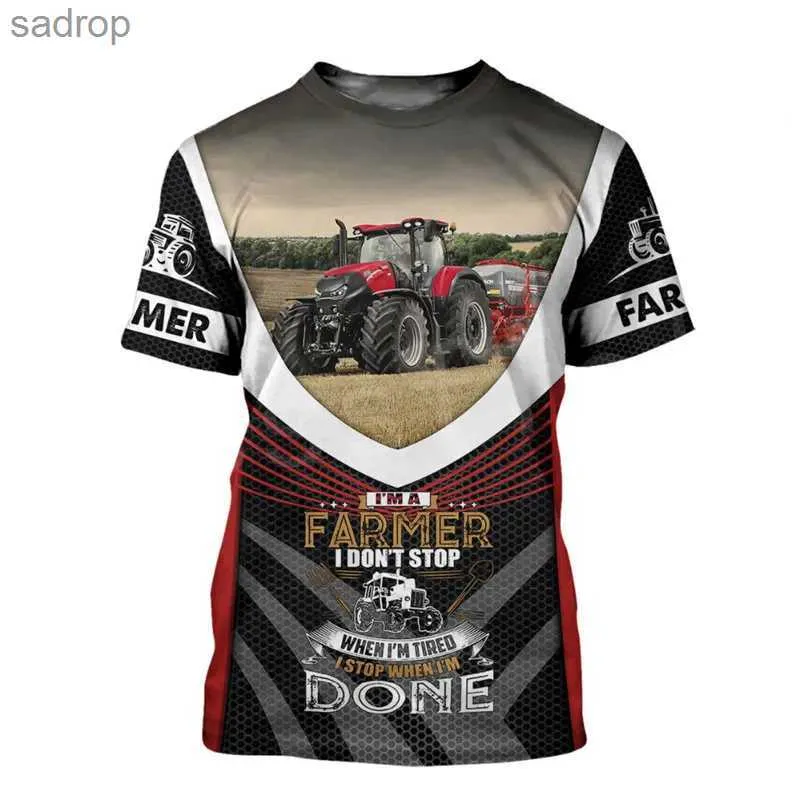 Herr t-shirts Ny 3D-tryckning traktor bilmens casual lös överdimensionerad sommar fashionabla klädgata sport topp kortärmad t-shirt.xw