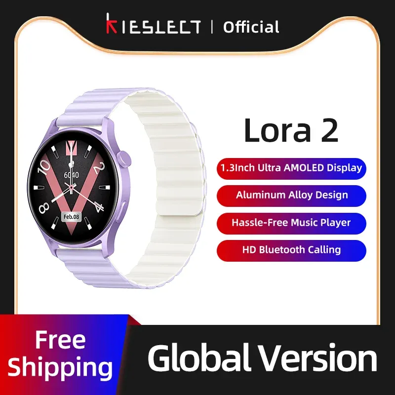 Uhren Kieslect Lora 2 SmartWatch 1.3 '' Amoled Screen HD Bluetooth Call Heart Frequenz Gesundheitsmessung Mode Sports Frauen Smart Watch