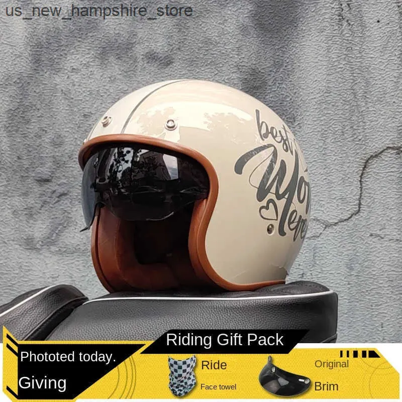 Retro Open Face Motorcycle Helmet - DOT Approved 3/4 Chopper