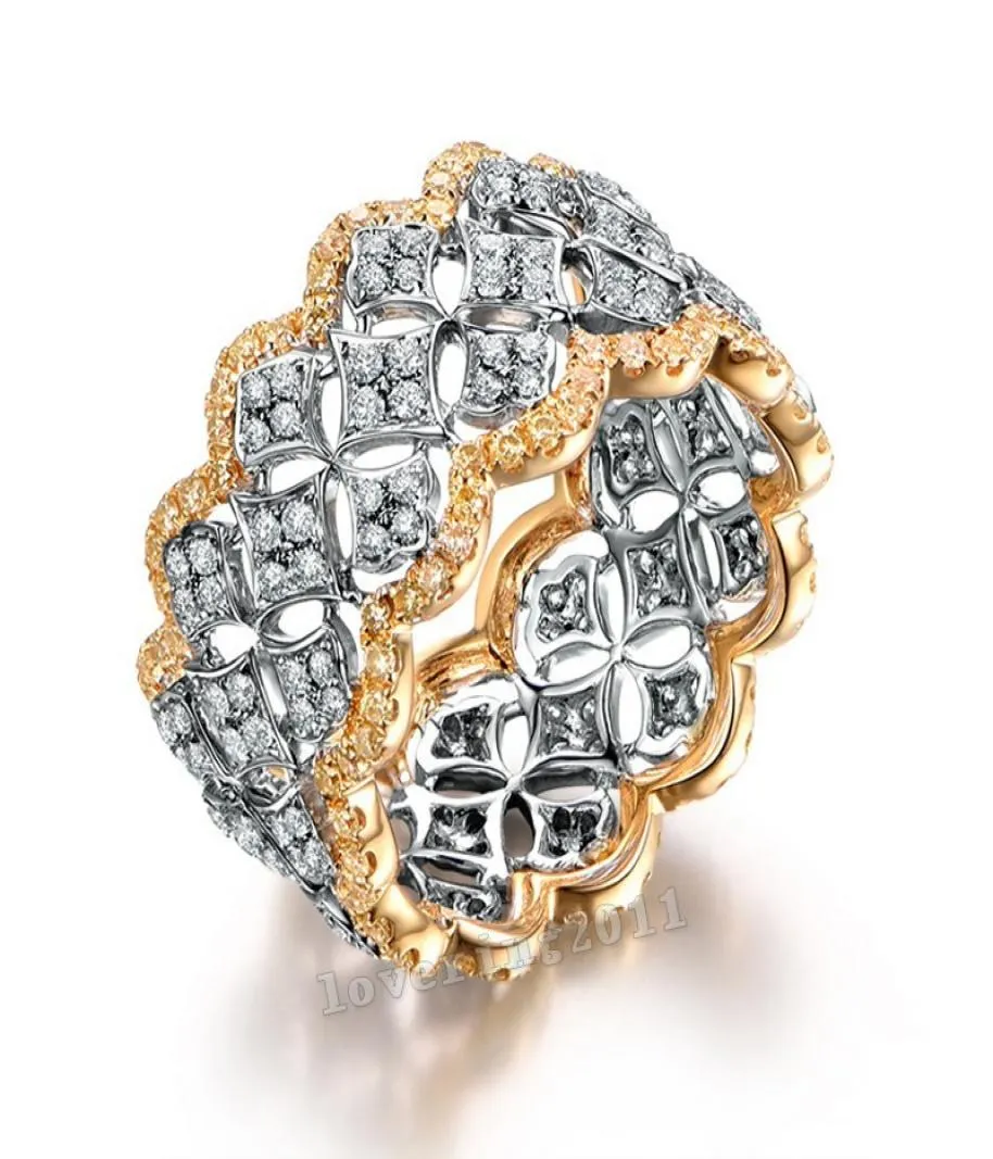 Choucong lüks mücevher 925 Sterling Gümüş Altın Beyaz Topaz CZ Simüle Elmas Düğün Nişan Kadınlar Noel GI2742734