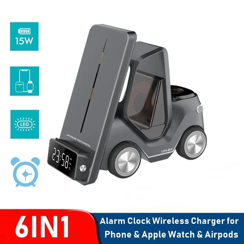 Watches Forklift Design Universal Wireless Charger Station For Smart Watch Car Design Night Light Charging Station