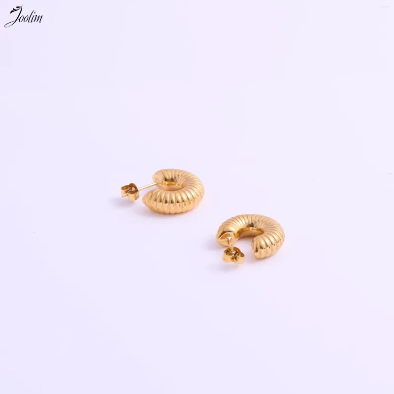 Stud Earrings JOOLIM Jewelry 18K PVD Plated Gold Finish No Fade Dainty Designer Snail Hollow Trumpet Hoop Stainless Steel Earring For Women