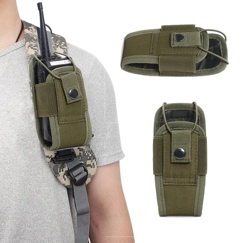 Holsters Tactical Walkie Talkie Pouch Green 600D Oxford Molle Radio Pouch Portable Outdoor Hunting Sports Telefoonhouder Interphone Holster