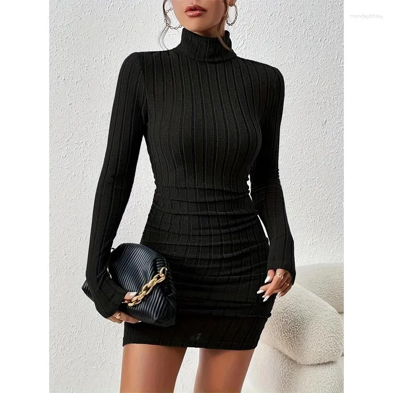 Elegant Simplicity Solid Solid Color Half A Turtleneck A Line Dresses(3 Colors) Elegant Simplicity Solid Solid Color Half A Turtleneck A Line Dresses(3 Colors)