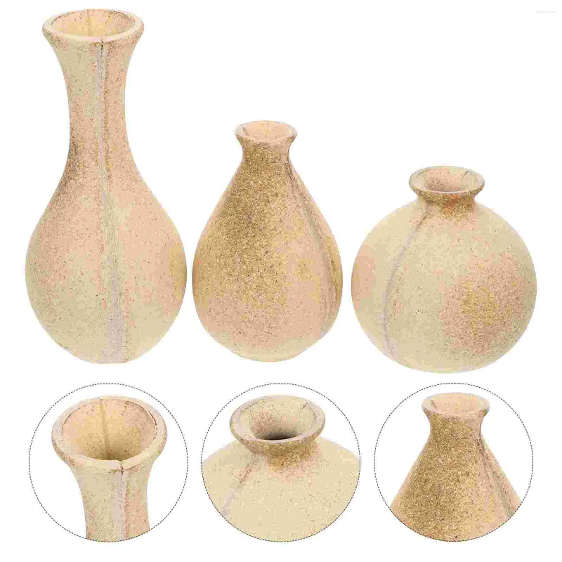 Vasi da 3 pezzi Vaso in legno Small Flower Pot per Fiori secchi per desktop per casa fai da te Craft-Child Boho Decor