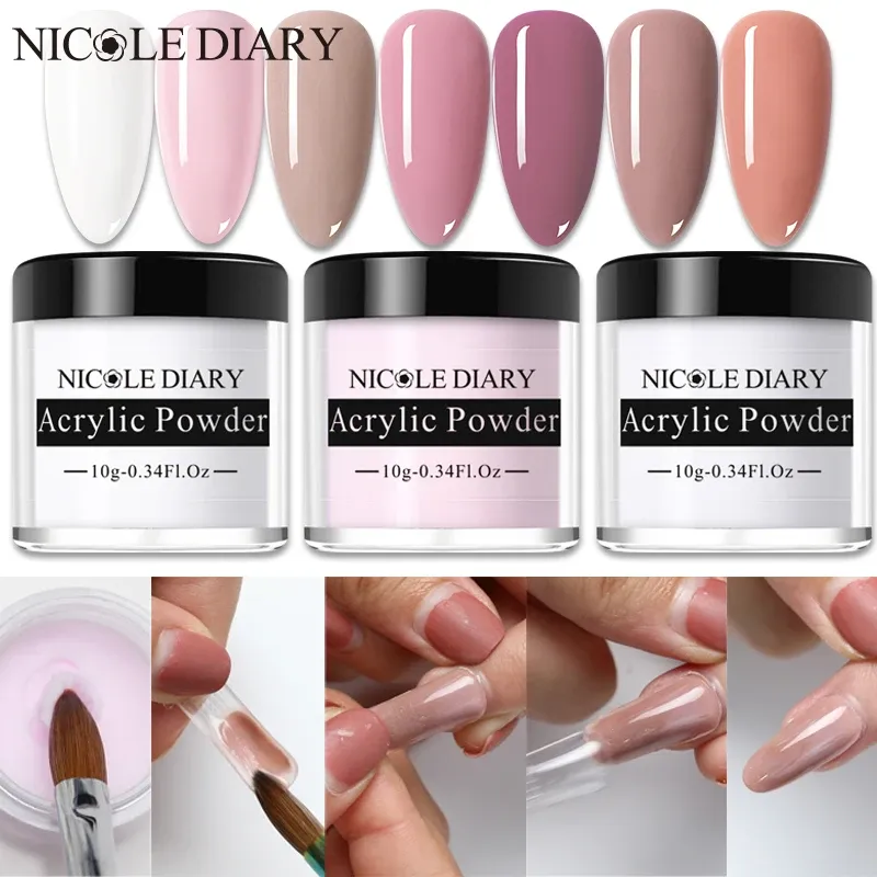 Vätskor nicole dagbok akrylpulver naglar gel för nagellack nagelkonstdekorationer kristall set kits professionella nagel accesorios