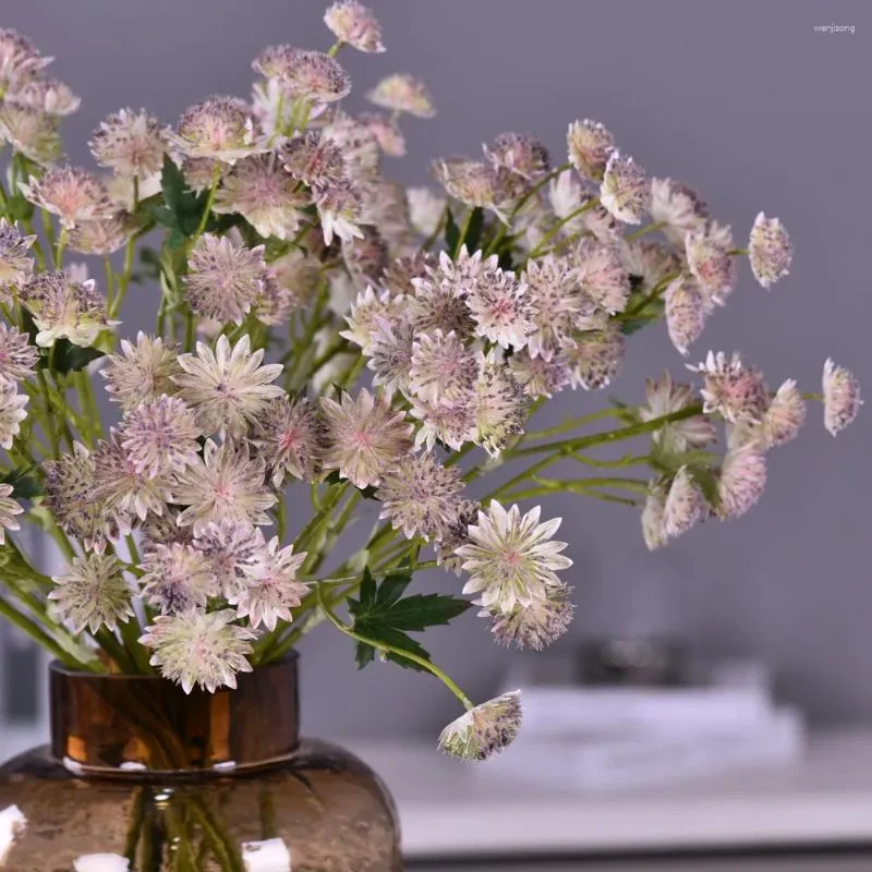 Fleurs décoratives MBF Astrantias artificiels Major Fake Plantes For Home Shopping Mall Arrangement floral Décor Simulation Dandelion Fleur