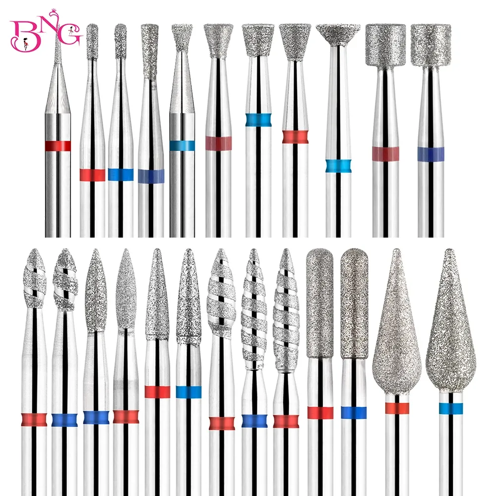 Bits de taladro de uñas de diamantes 3/32 '' Russian Manicure Taladro Bits Rotary Burr cutícula Tonción de llamas Accesorios de uñas Herramientas