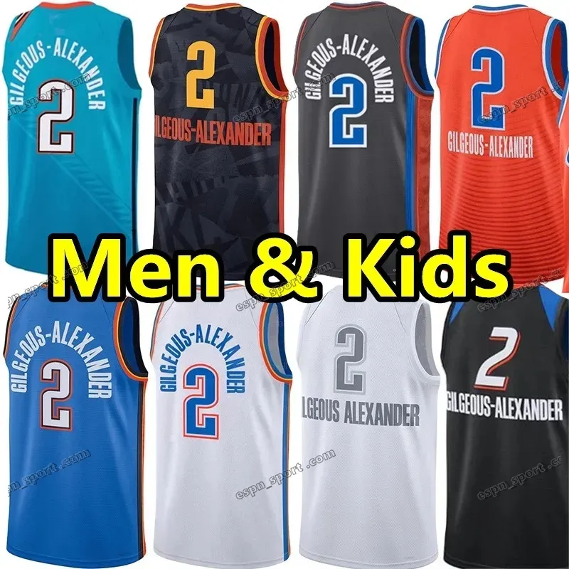 Män ungdomar barn Sga Shai Gilgeous Alexande baskettröjor OKC City Jersey Blue White Vest