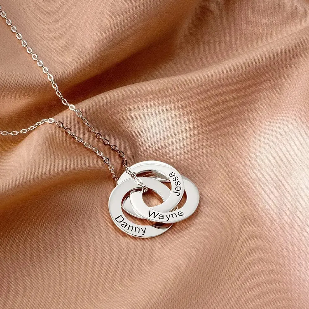 Lateefah Round Chain Custom Имя многоизображение настройка гравированное ожерелье 240416