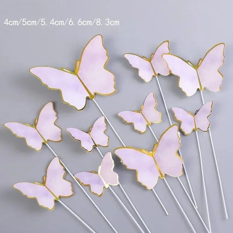 2024 Gold Butterfly Kuchen Dekorationen Alles Gute zum Geburtstag Acrylkuchen -Top -Simulation Schmetterlinge Hochzeitsfeier Dekor Kuchen -Top -Top -für Geburtstagsfeier Vorräte