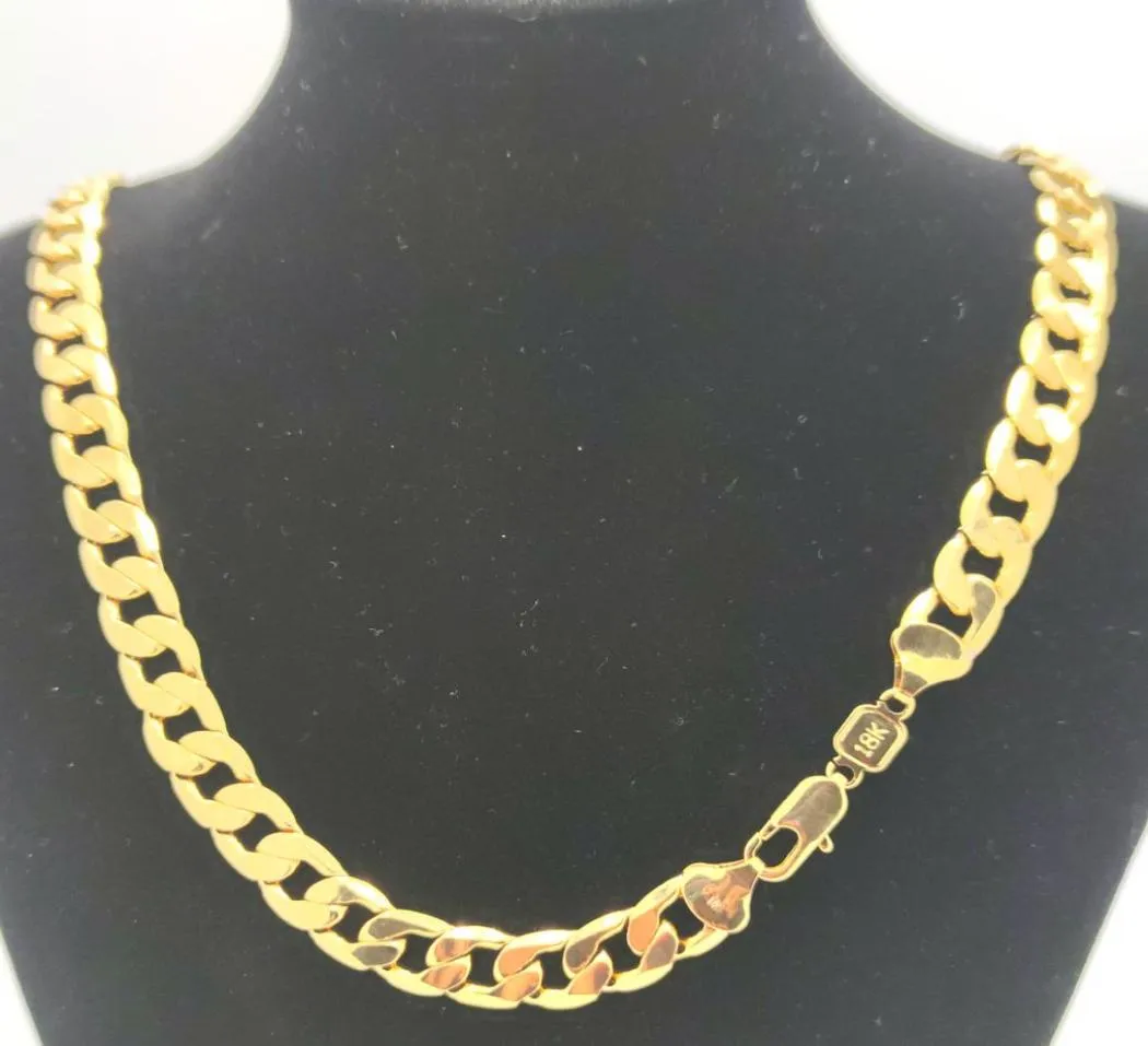 DIY Stamp 18K Gold Filled Cubancurb Link Chain Halsband Miami PT Fullt Choker Hip Hop 248801475