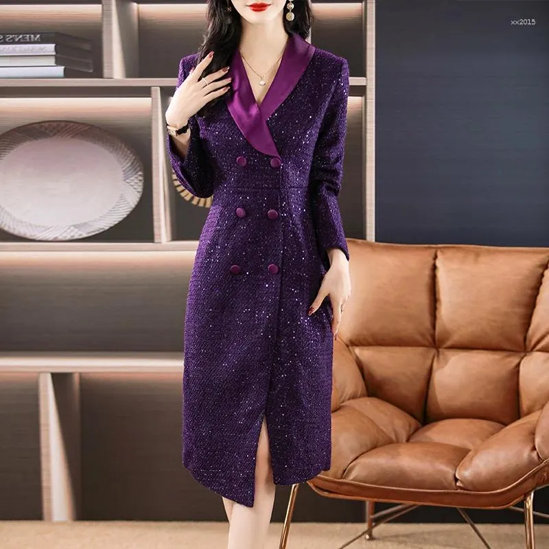 Casual Dresses Sequin Suit Dress Women's Winter Haute Chic Tweed Slim-Fit Pendlar Wrap Hip