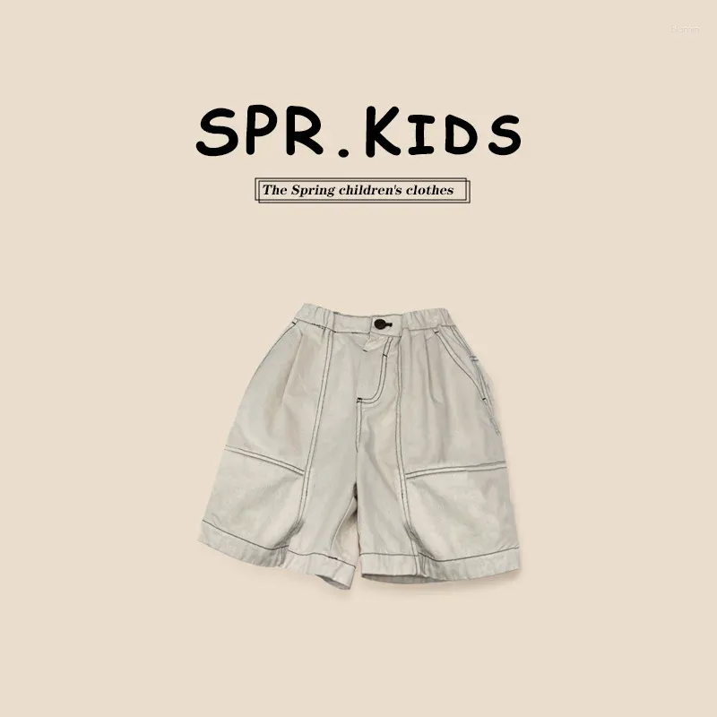 Broek voor broeken Kleding Boys 2024 Zomer Baby Bright Line Shorts Koreaanse stijl Casual modieuze kinderen losse knap