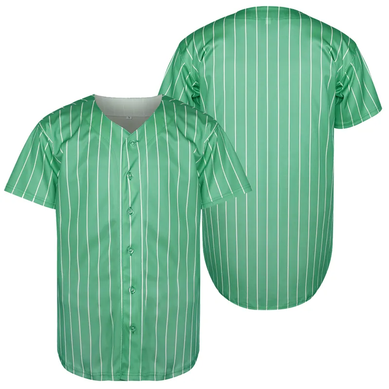 Blank Baseball Jersey Remessa Remessa Verde Stripe