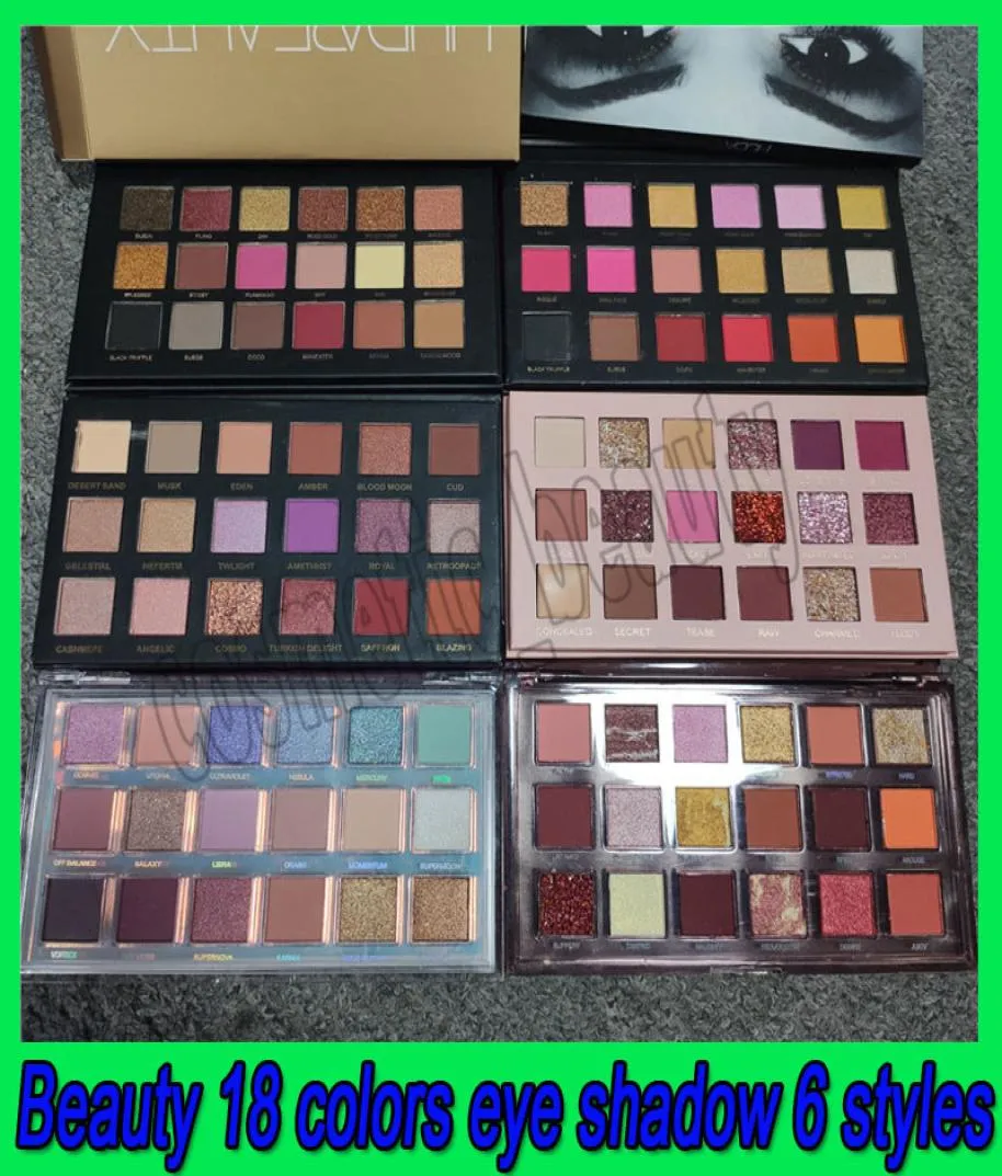 Skönhetsmakeup 18 färger Rose Naughty Nude Matte Shimmer Eyeshadow Palette Mercury Eye Shadow Cosmetics Paletes 6 Styles för CH8147564