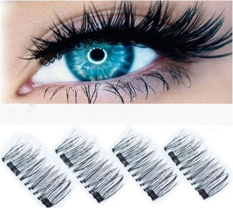 3D dubbla magnetiska ögonfransar naturlig skönhet inget lim återanvändbara falska ögonfransar förlängning handgjorda4945223