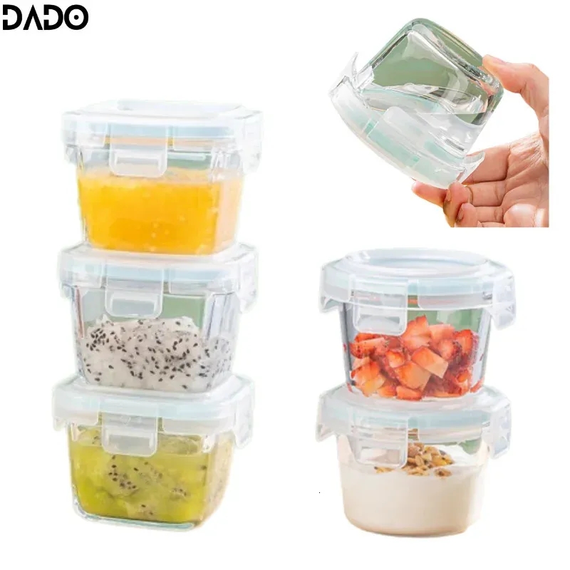 Mini Glass Baby Food Storage Jars Store Box Feeding Bottle Feeder med lock Rack återanvändbar liten containeruppsättning Snacks Kids Spädbarn 240420