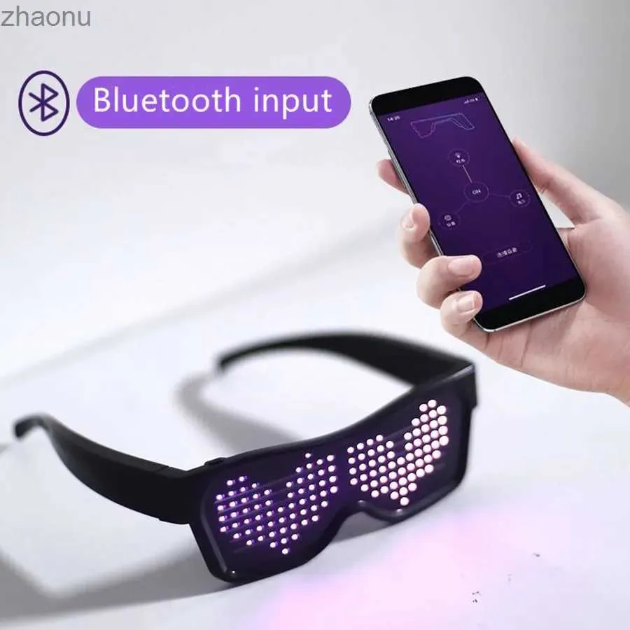 Lunettes de soleil Nouvelles verres à LED de fête Disco Bar Wine Bar Dynamic Flash LED LES VERRES RELLES BLUETOOTH APPLICATION USB CHARGINGXW