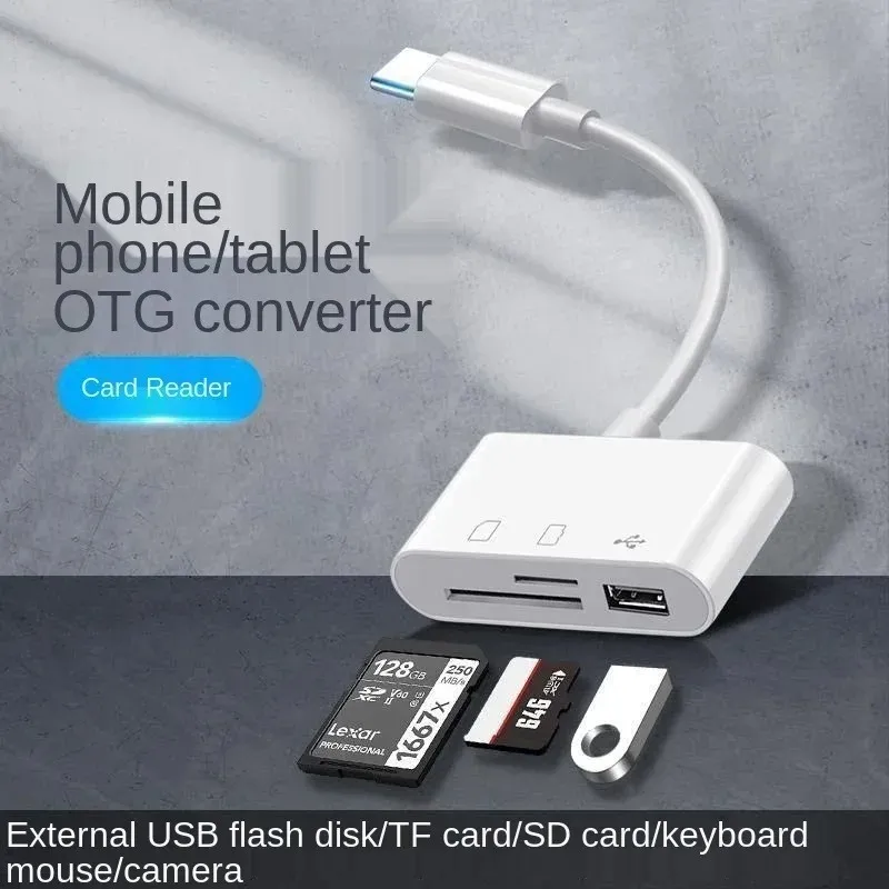 2024 Micro três em um leitor de cartão Android para interface TF/ SD/ USB para conectar à câmera u disco sd tf cartão USB 2.0 para adaptador de conexão com câmera