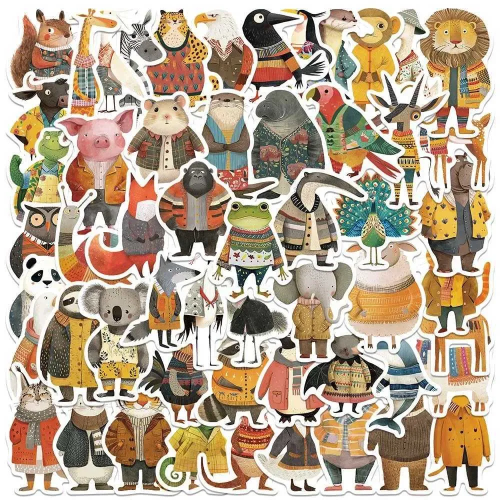 Tattoo Transfer 10/50PCS Cute Funny Fairy Tale Animal Dressed Illustration Stickers Decals DIY Notebook Phone Suitcase Luggage Wall Car Sticker 240426