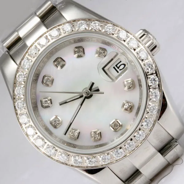 Luxusbrand Man Watch Herren Automatic Watch Luxury Watch Luxus Gold Uhr Automatische Diamantlünette und Markierung mit Mop -Zifferblatt Männern Designer AAA mit Box 36mm