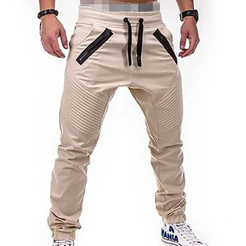 Calça masculina calça casual calças de corrida finas com calças esportivas masculinas de bolso de bolso novo camisa de harém de harém de hip-hop masculina