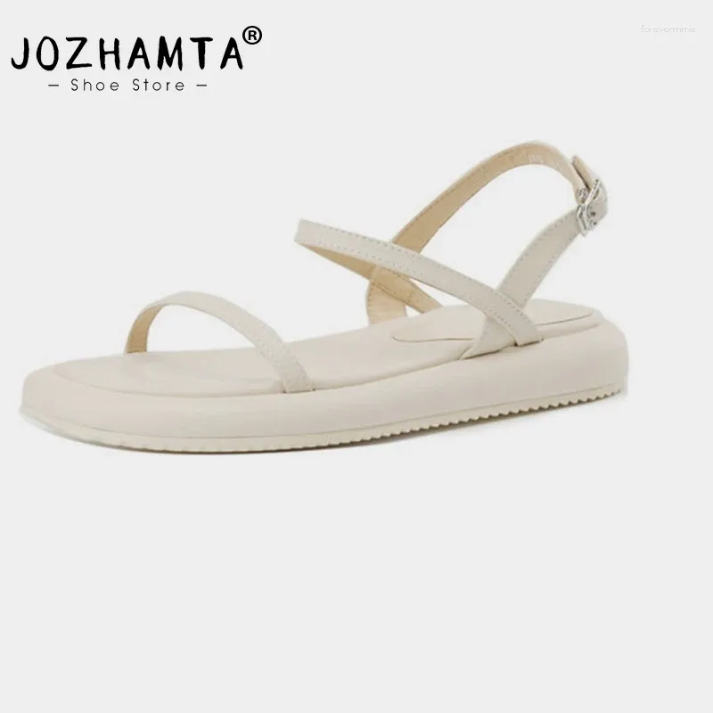 Lässige Schuhe Jozhamta Größe 34-40 Frauen Keile Sandalen echte Leder-Gladiatoren-Gurte Plattform Mid Heels Sommer Beach Daily Kleid