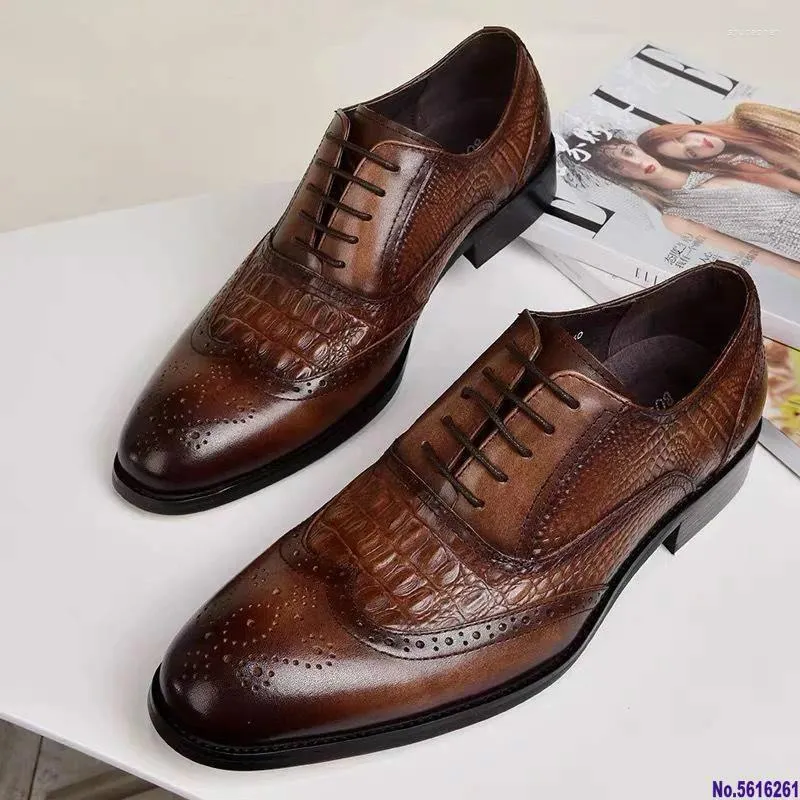 Dress Shoes Crocodile Vintage Fashion Men Formal Casual Leather Business Wedding Loafers Designer Brogue Office