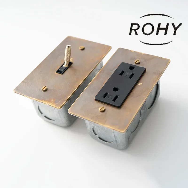 Wtyczki retro mosiężne panel amerykański standardowy certyfikat UL 1gang 2gang antyczny mosiądz mosiężny przełącznik 15A GFCI USB gniazdo 110V