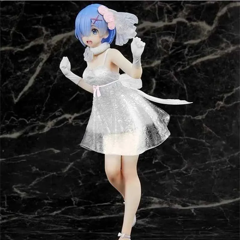 MANGA ANIME REM FIGURE ANIME RE PARTICLAGE DE SCRACK VIVANT DANS UN AUTRE MONDE KAWAII REPLIQUE CRISTAL BLEU BLEU ET BLANC MOTEUR MIGLE 24CM PVC PVC STATIC TOYL2404