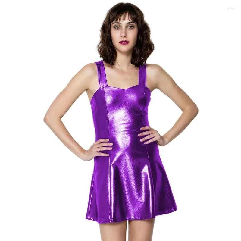 Spandex Mini Skirt Casual Dress for Ladies Slim Tank with Shiny Metallic  Faux Leather Suspender Sweetheart Neckline A-line 7XL from Dhgate Basic &  Casual Dresses - price 73.95