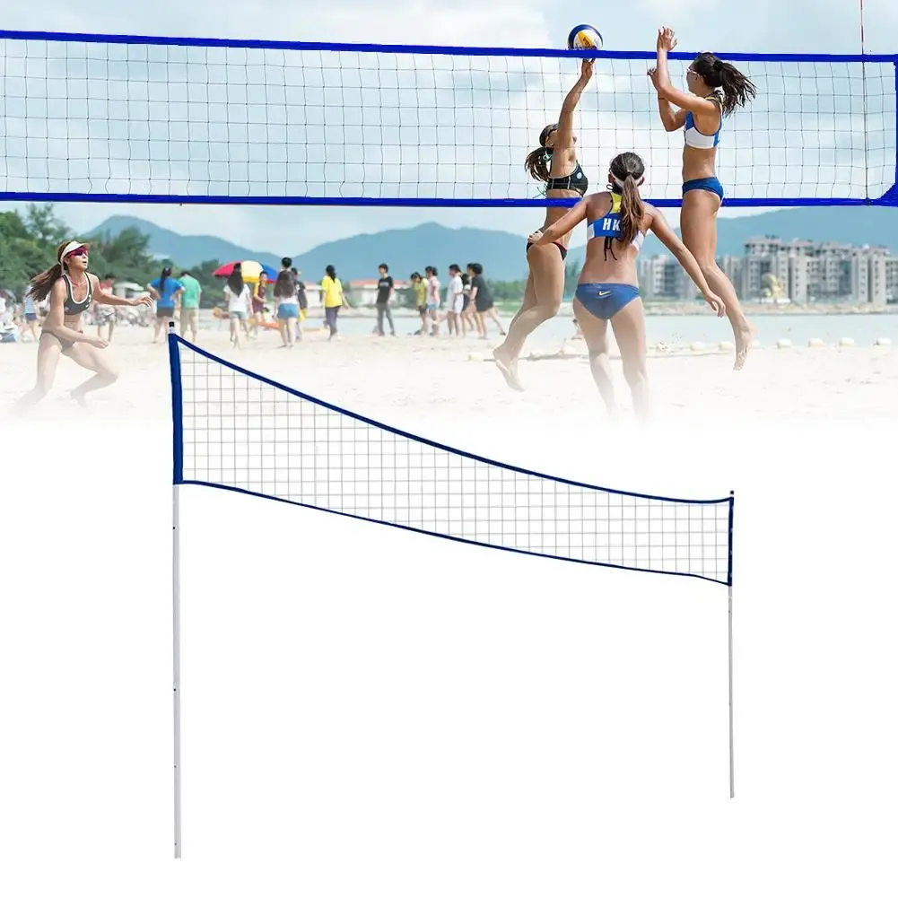 Volleyball Portable Volleyball Net Folding Adjustable Volleyball Badminton Tennis Net With Stand Pole For Beach Grass Park Outdoor Venues