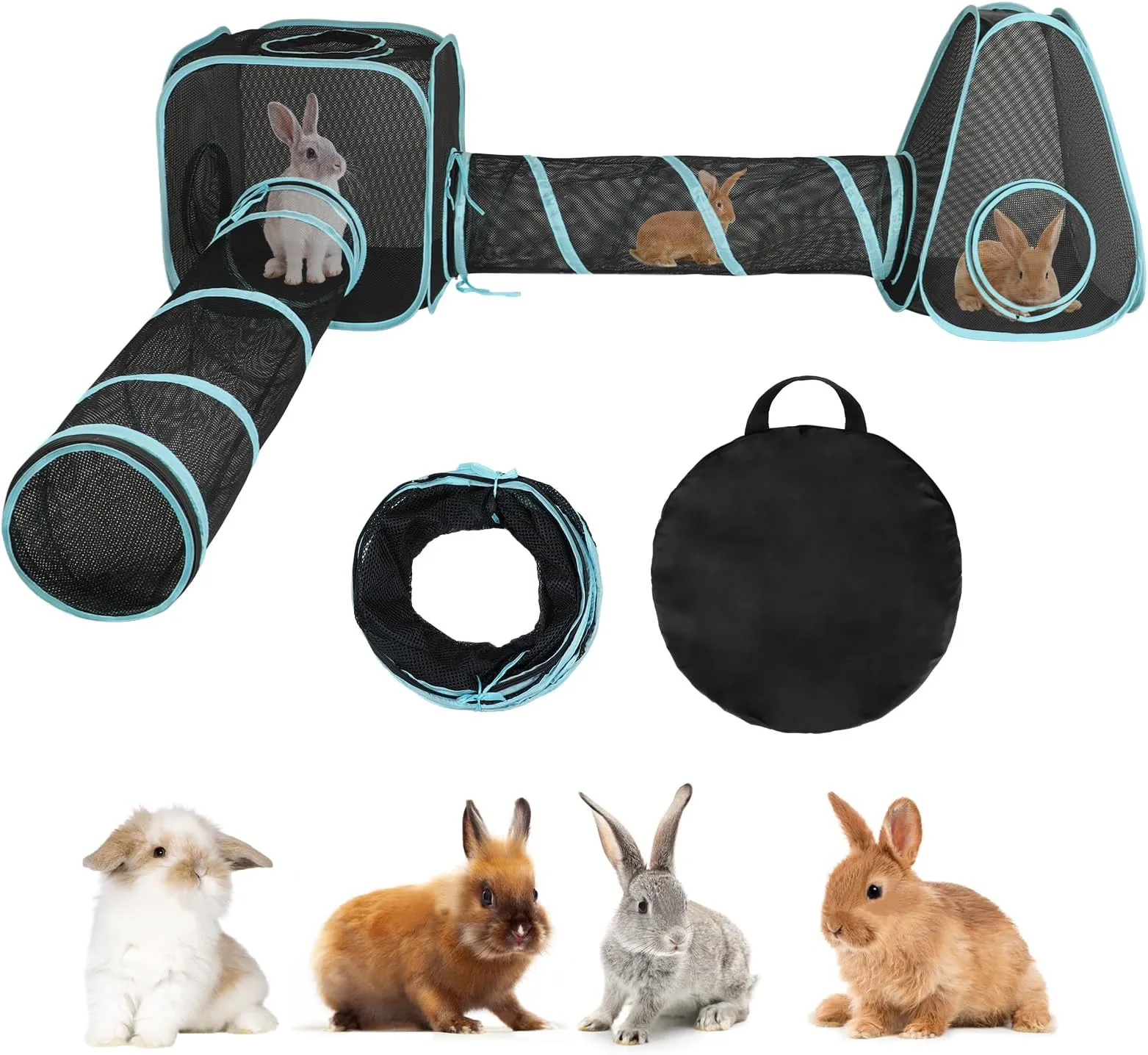 Mesh Tunnel Rabbit Portable Outdoor Pet Enclosure: Spacious Play Tent with Tunnel for ...