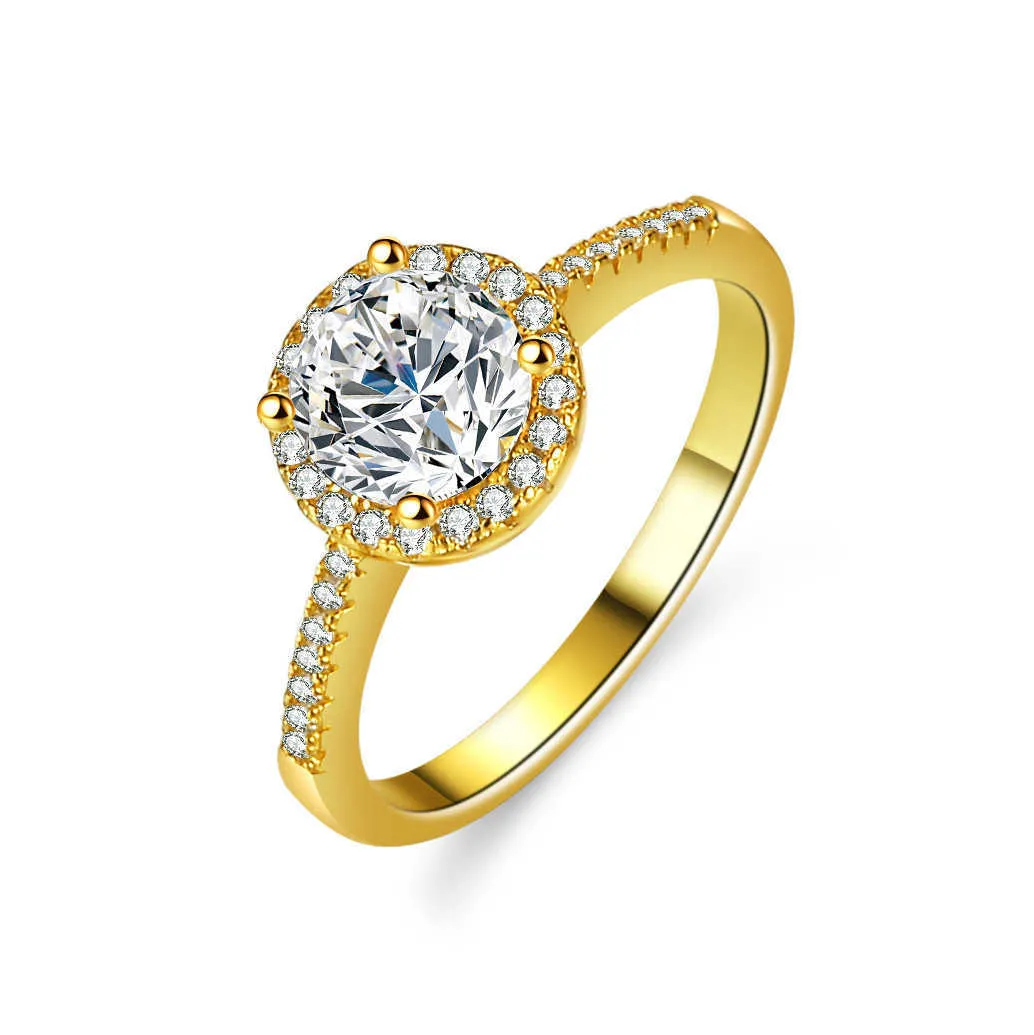 Ring S925 Sier Mosang Stone Luxury Round Bag 1 6,5 mm Vrouwelijke ring Precisie Geplateerd 14K Mosang Stone Live Broadcast