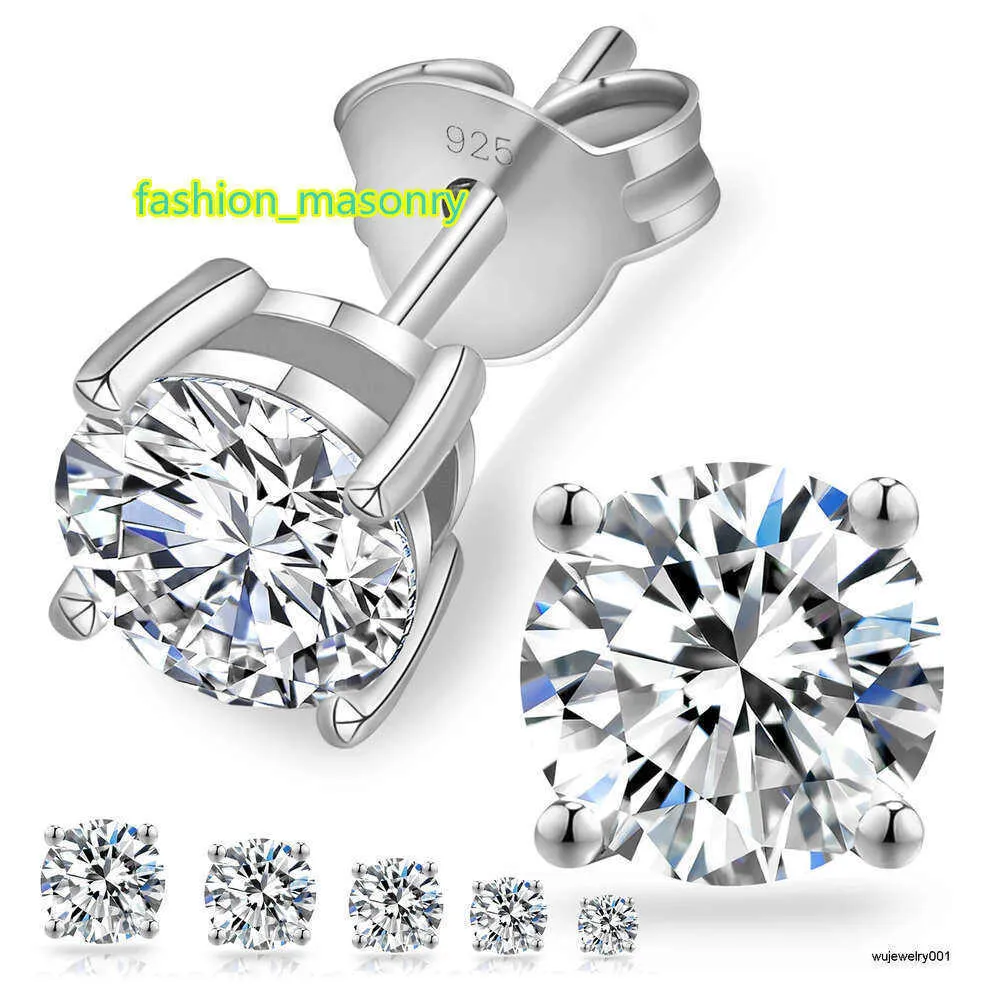 Brincos de craques de moissanita meninas 925 Sterling prateado redondo laboratório de diamante cultivado Mossanita Menino Homens de ouro branco banhado