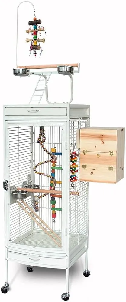 Buy 47'' Bird Cage, Bird Flight Cages With Rolling Stand &ap; Botto Tray