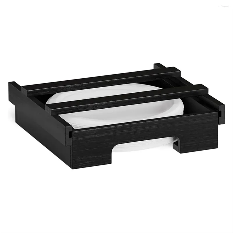 DHgate Under Cabinet Bamboo Paper Plate Holder Vertical 10 Inch Black Kitchen Storage Home Garden