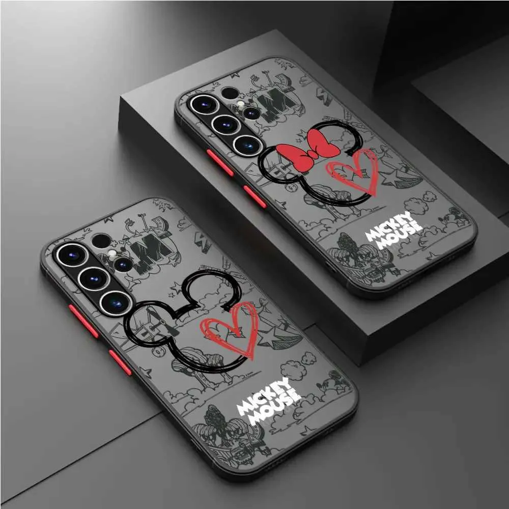 Mobiele telefoonhoesjes Minnie Mickey Love Matte Case voor Samsung Galaxy S22 S24 S23 S20 S21 FE S10 plus CAPA Note 20 Ultra 10 Lite Telefoon Fundas J240426