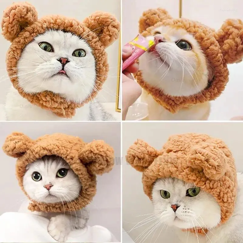 Dog Apparel Pet Cat Cap Cute Hair Loop Headgear Cosplay Small Dogs Kitten Knitted Hat Costume Warm Winter Headdress Supplies