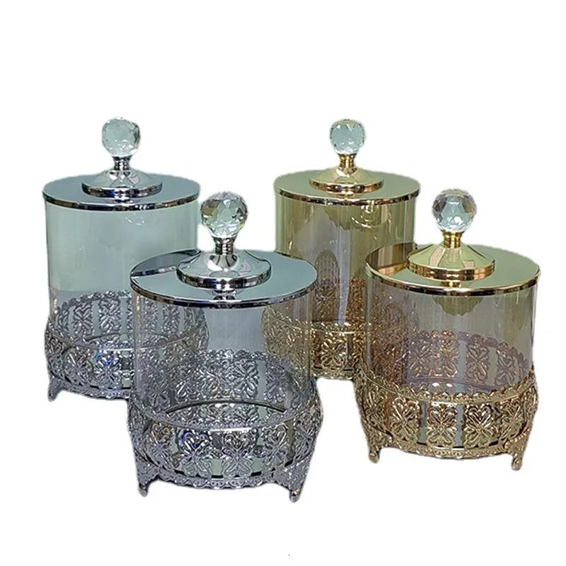 Opbergdozen Binnen Europese kristalglas Candy Jar met deksel ornamenten woonkamer salontafel gedroogd fruit ingeblikte sieraden drop delive othke othke